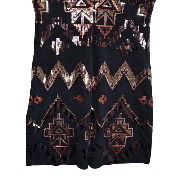 Express Black and Gold Southwestern Design Sequin Dress. Size XS - Picture 6 of 10